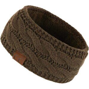 Winter Fuzzy Fleece-Lined Thick Knit Headband - Criss-Cross Diagonal Stripes